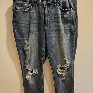 Judy Blue Dark Distressed Boyfriend Jeans